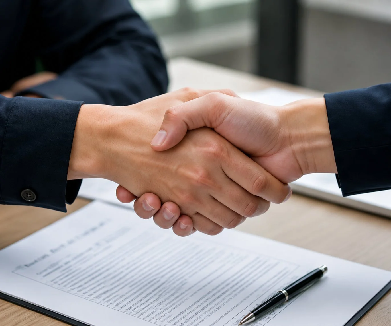 Handshake confirming order deposit